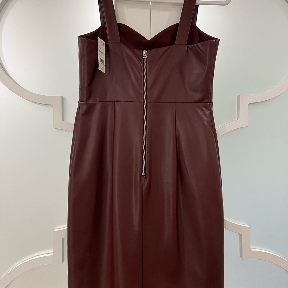 French Connection Crolenda Faux Leather Dress Bitter Chocolate Sz 8 NWT